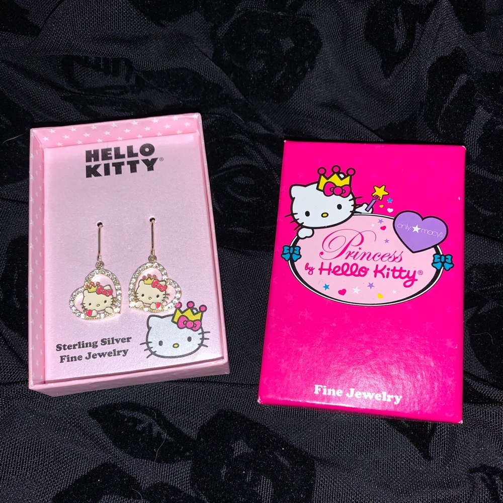 Macy’s exclusive Princess by Hello Kitty sterling silver earrings